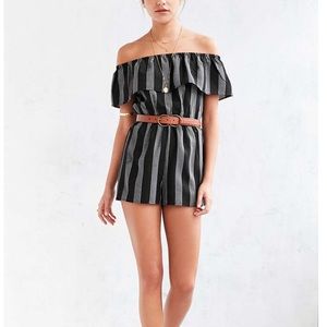 Urban Outfitters Striped Off-The-Shoulder Romper